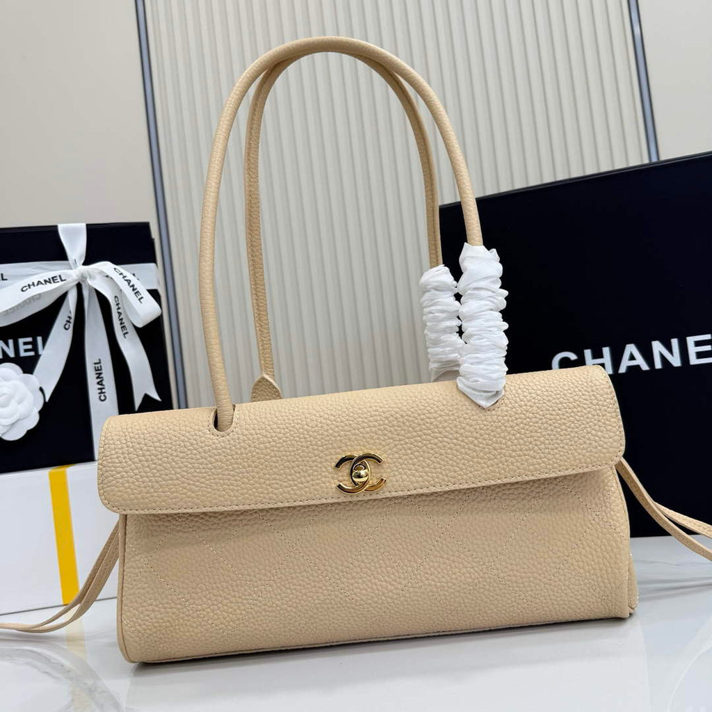 Chanel Small Shopping Tote Bag, AS6288 Apricot Grained Calfskin