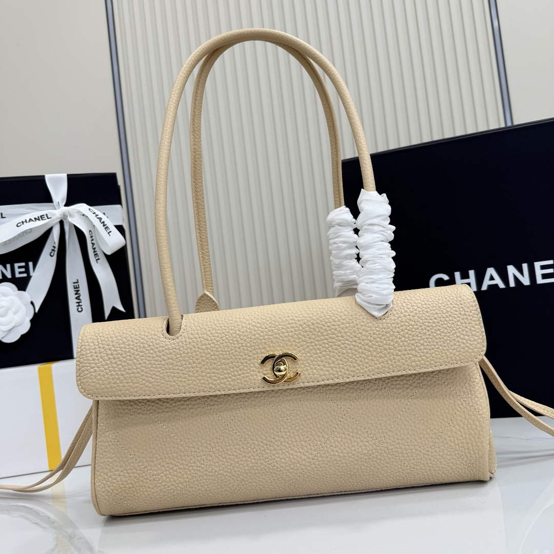 Chanel Small Shopping Tote Bag, AS6288 Apricot Grained Calfskin