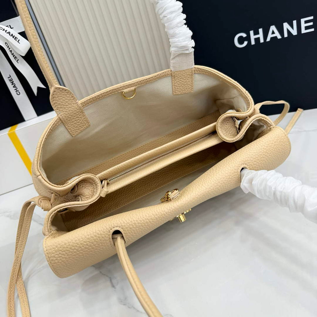 Chanel Small Shopping Tote Bag, AS6288 Apricot Grained Calfskin