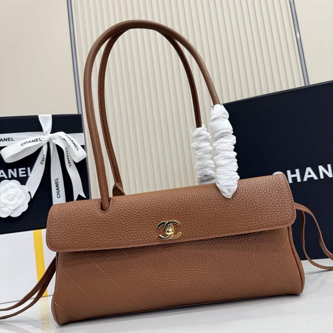 Chanel Small Shopping Tote Bag, AS6288 Brown Grained Calfskin