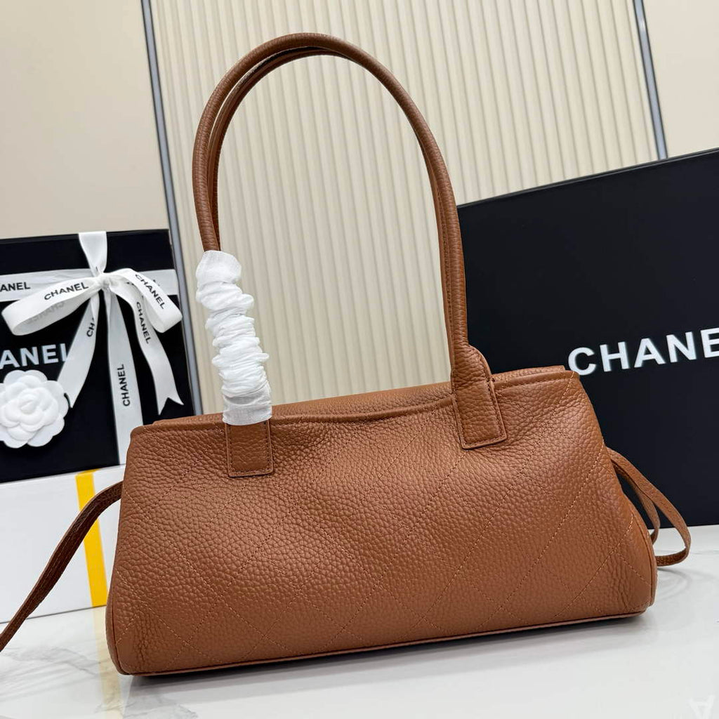 Chanel Small Shopping Tote Bag, AS6288 Brown Grained Calfskin