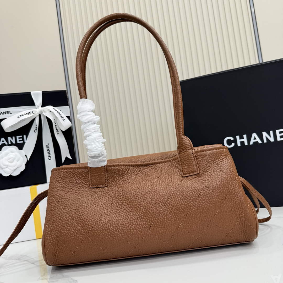 Chanel Small Shopping Tote Bag, AS6288 Brown Grained Calfskin