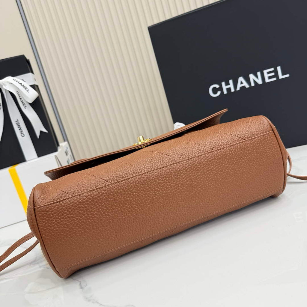 Chanel Small Shopping Tote Bag, AS6288 Brown Grained Calfskin