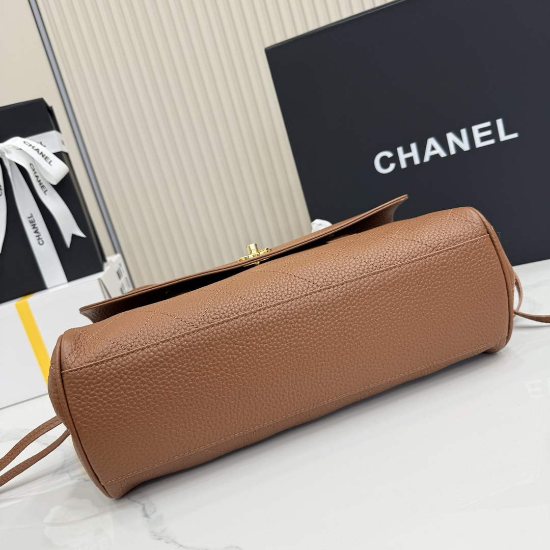 Chanel Small Shopping Tote Bag, AS6288 Brown Grained Calfskin