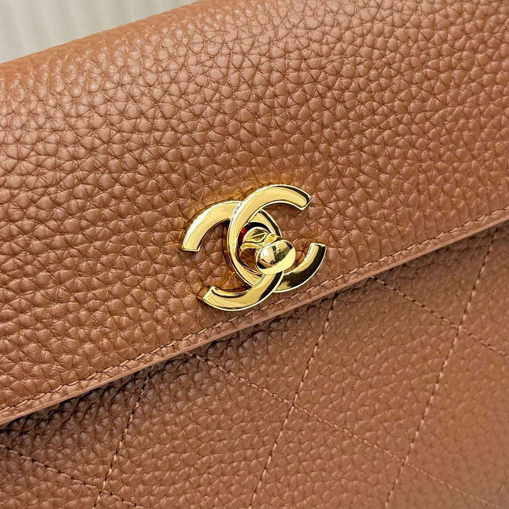 Chanel Small Shopping Tote Bag, AS6288 Brown Grained Calfskin