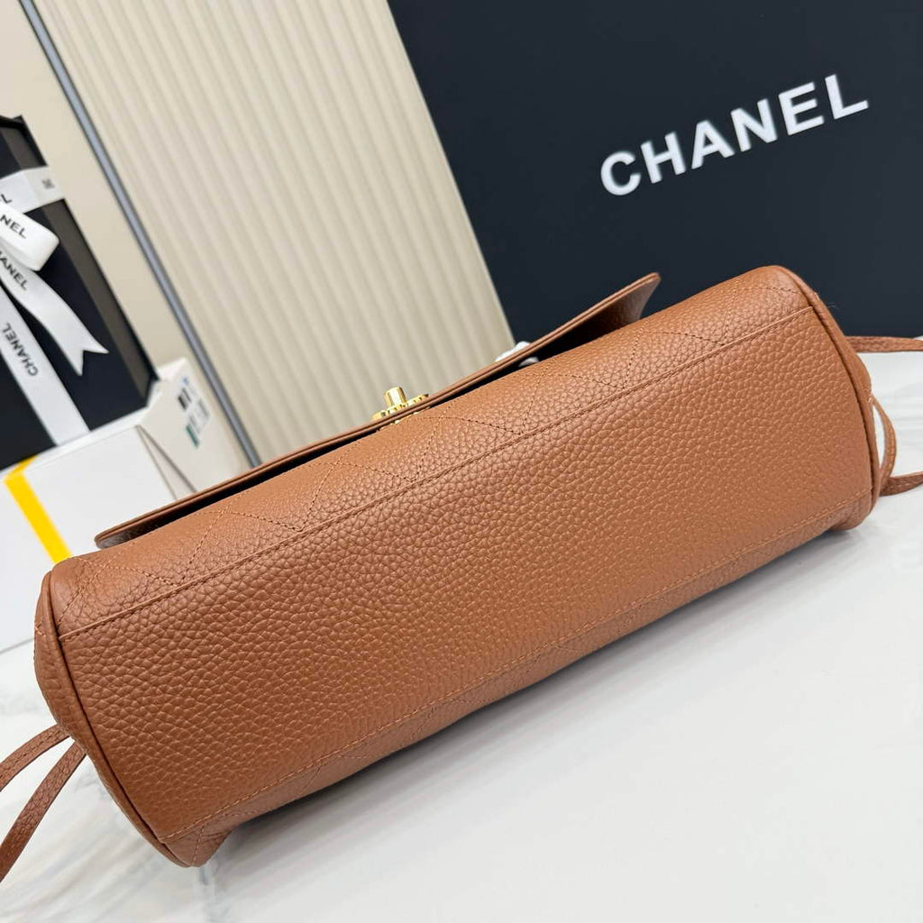 Chanel Small Shopping Tote Bag, AS6288 Brown Grained Calfskin