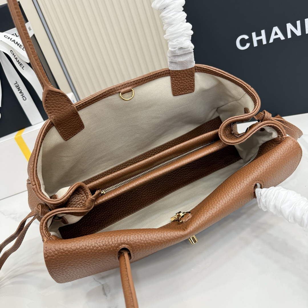 Chanel Small Shopping Tote Bag, AS6288 Brown Grained Calfskin