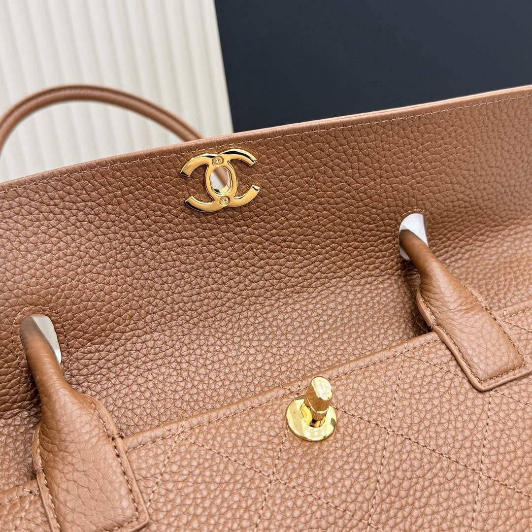 Chanel Small Shopping Tote Bag, AS6288 Brown Grained Calfskin