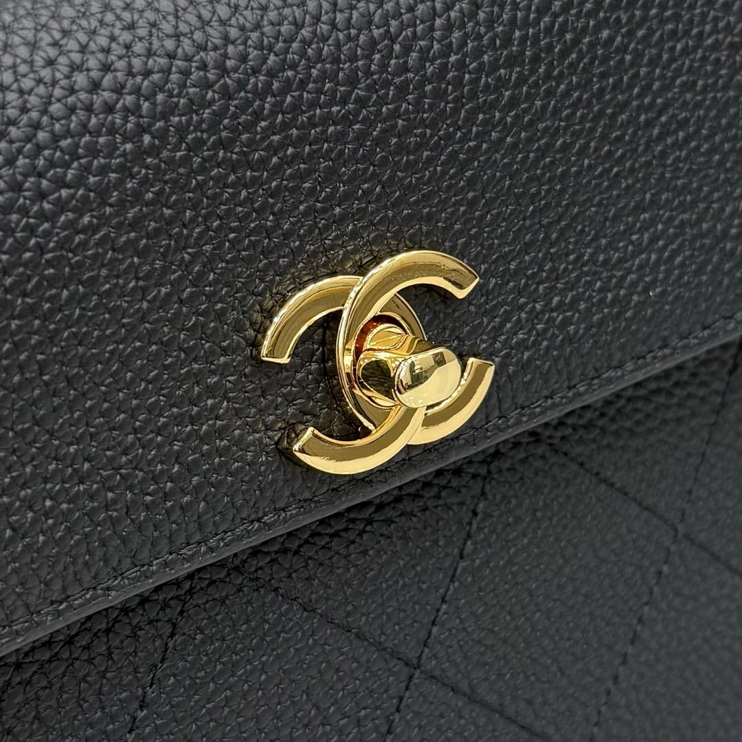 Chanel Small Shopping Tote Bag, AS6288 Black Grained Calfskin