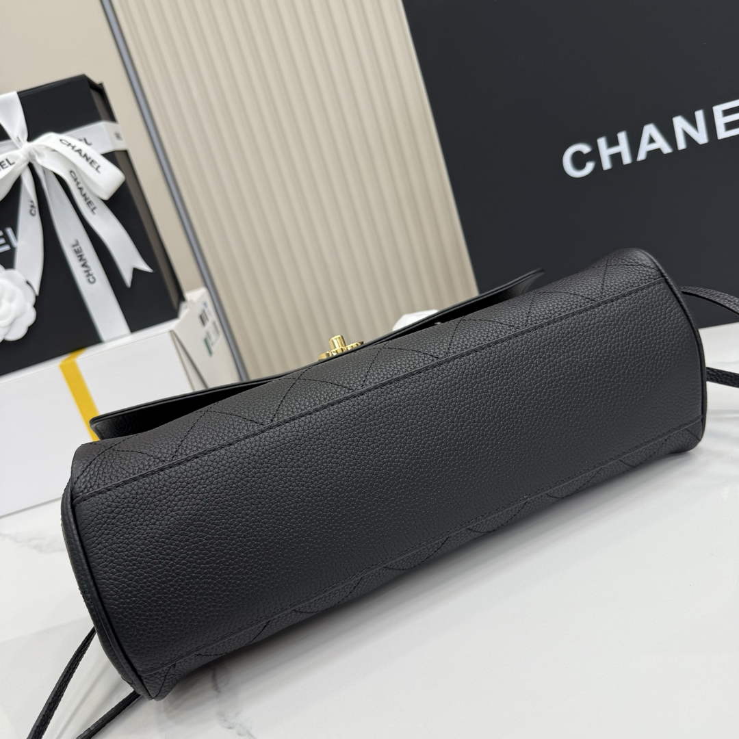 Chanel Small Shopping Tote Bag, AS6288 Black Grained Calfskin