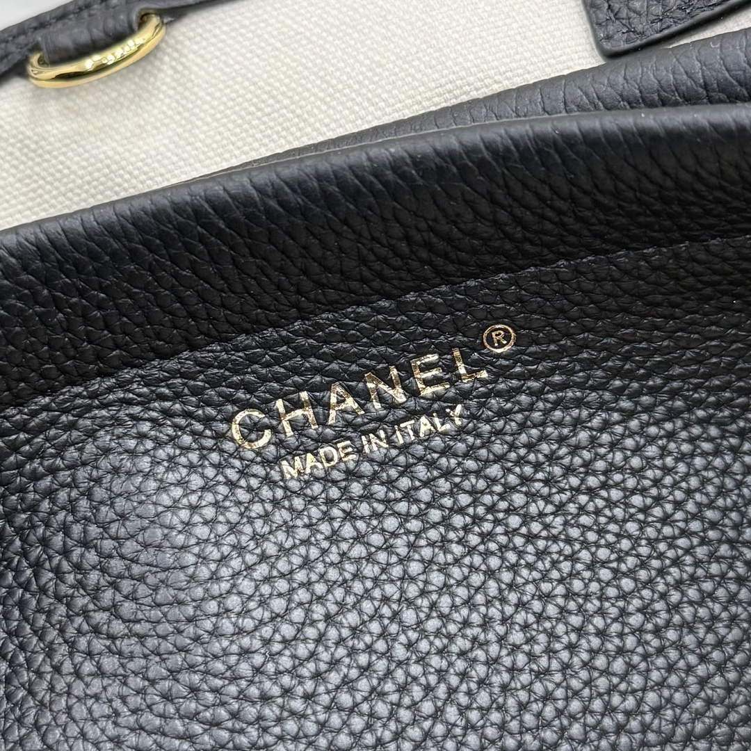 Chanel Small Shopping Tote Bag, AS6288 Black Grained Calfskin
