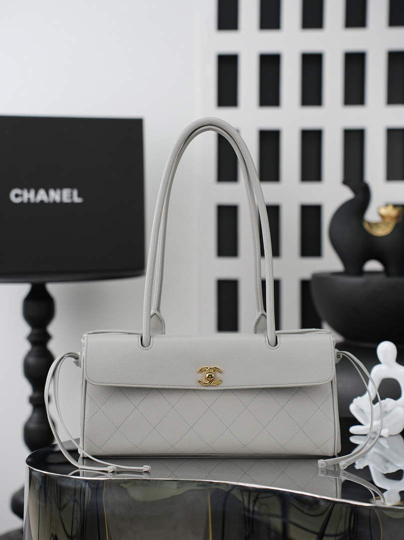 Chanel Small Shopping Tote Bag, AS6288 Gray Grained Calfskin