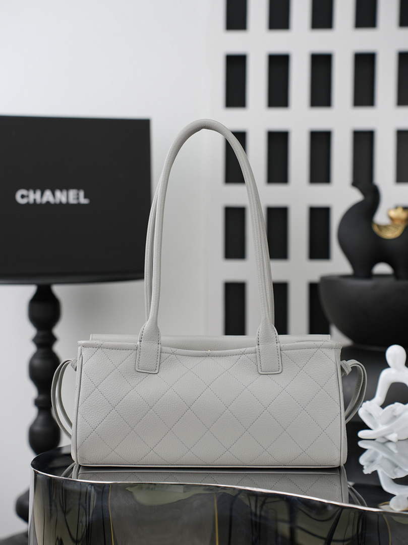 Chanel Small Shopping Tote Bag, AS6288 Gray Grained Calfskin