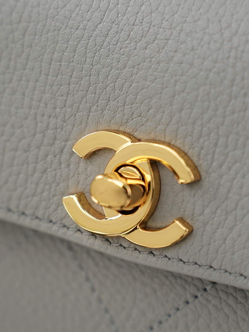 Chanel Small Shopping Tote Bag, AS6288 Gray Grained Calfskin