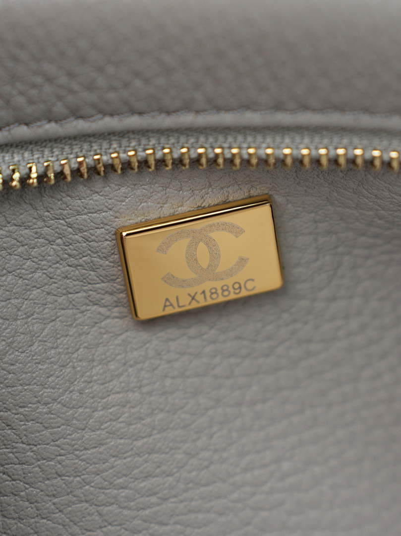 Chanel Small Shopping Tote Bag, AS6288 Gray Grained Calfskin