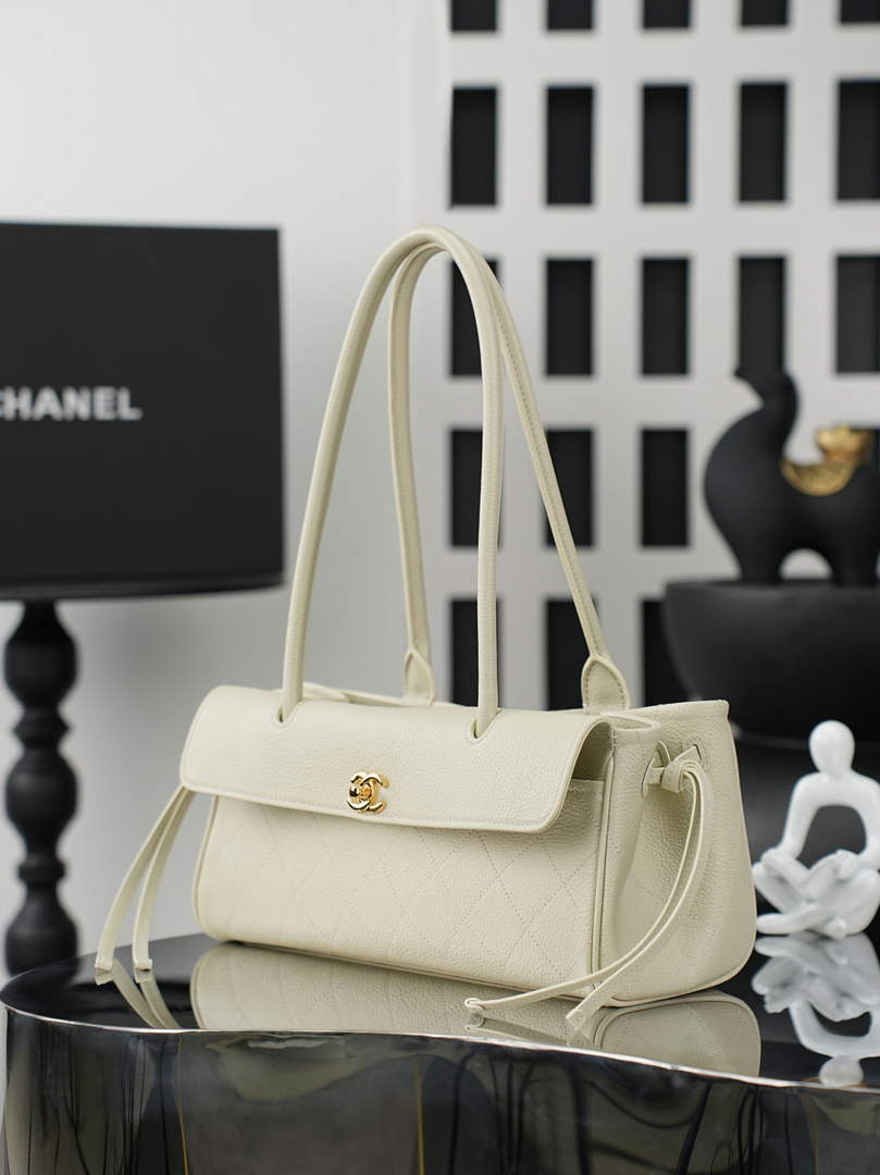 Chanel Small Shopping Tote Bag, AS6288 Beige Grained Calfskin
