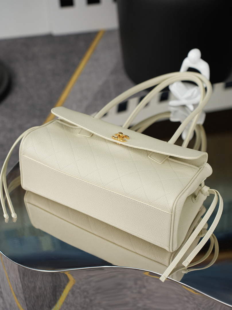 Chanel Small Shopping Tote Bag, AS6288 Beige Grained Calfskin