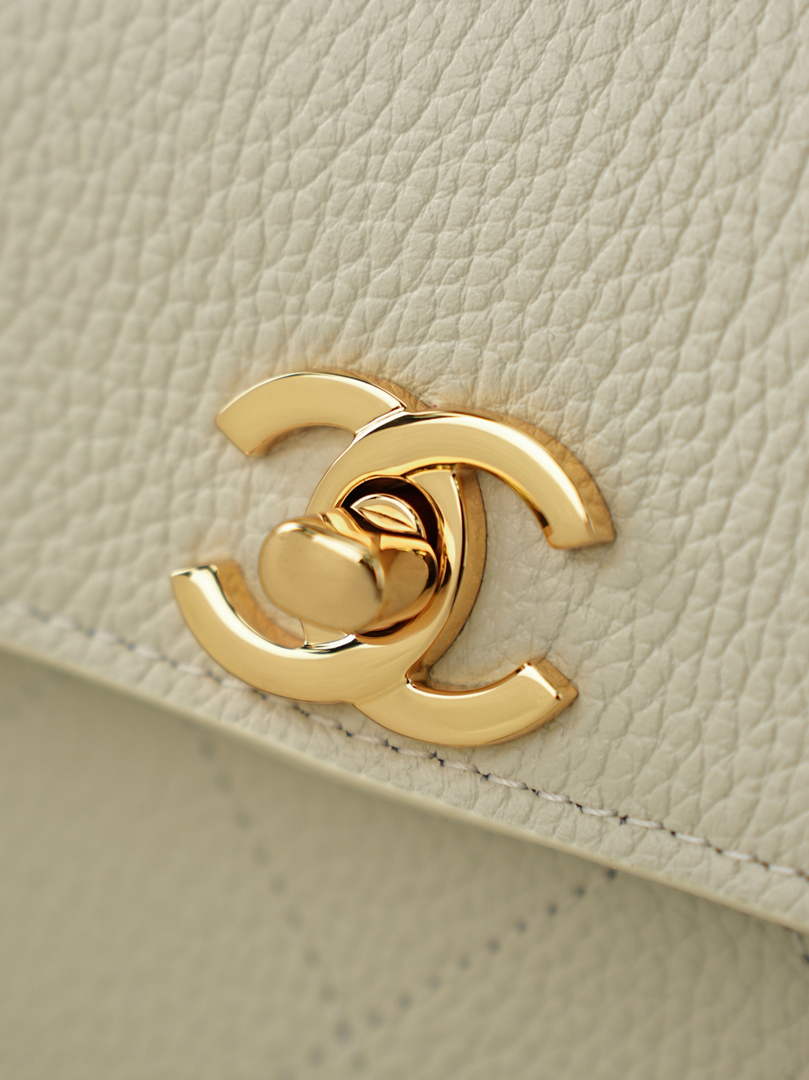 Chanel Small Shopping Tote Bag, AS6288 Beige Grained Calfskin