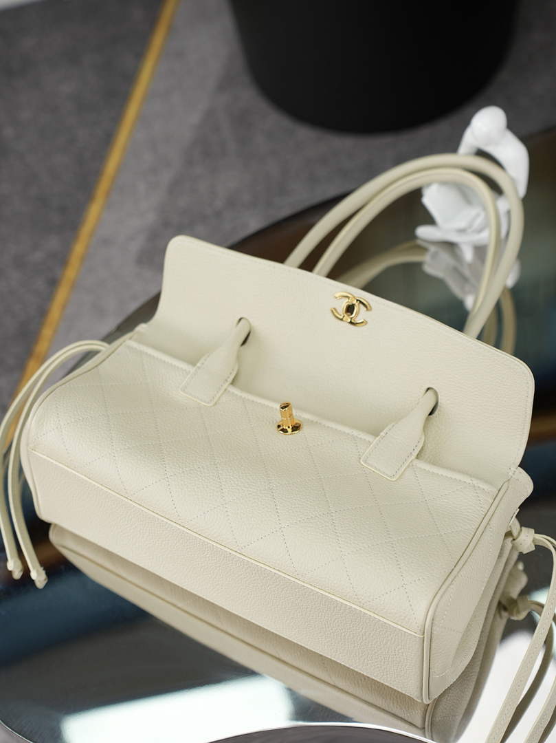 Chanel Small Shopping Tote Bag, AS6288 Beige Grained Calfskin