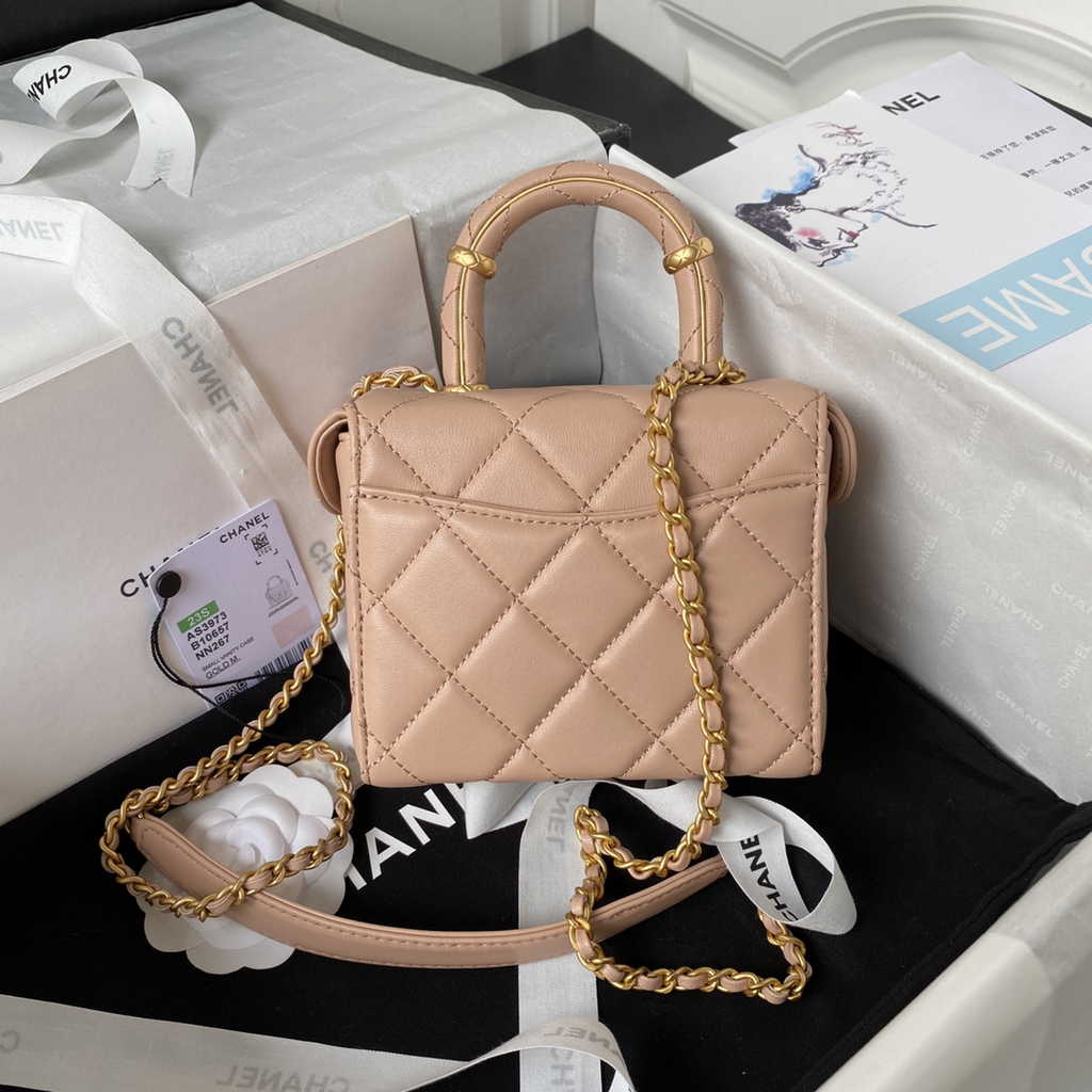 Chanel Small Vanity Case Light Pink Lambskin Gold-tone Metal AS3973