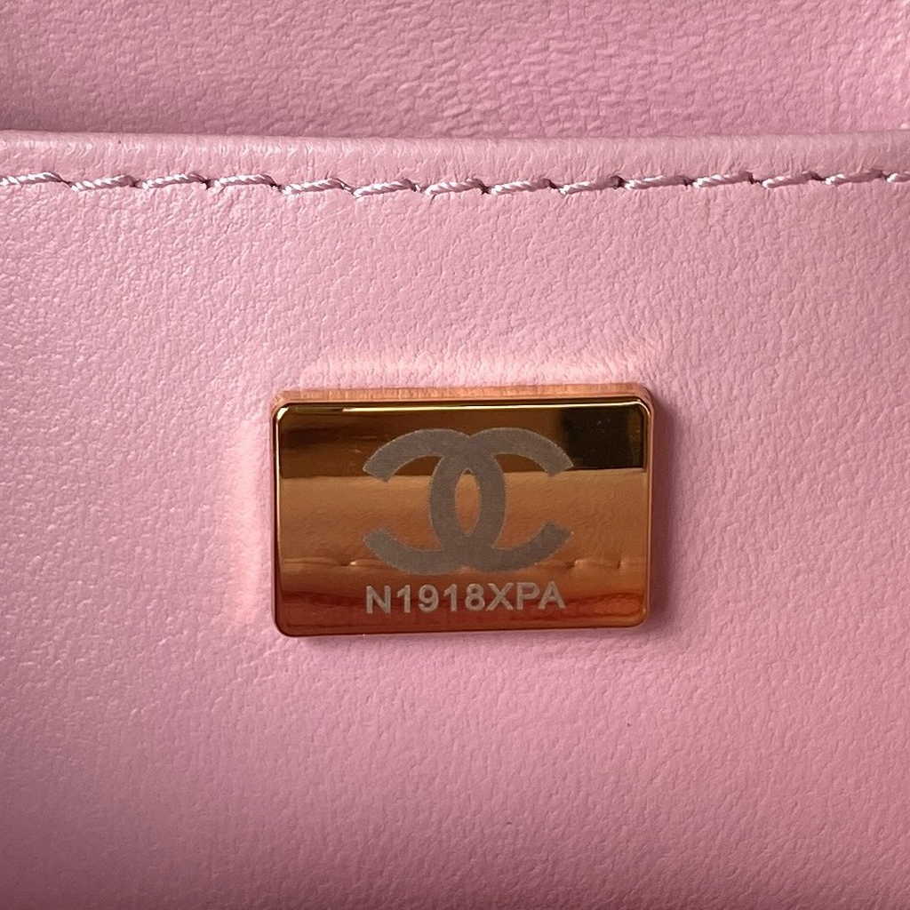 Chanel Small Vanity Case Pink Tweed Lambskin Gold-tone Metal AS3973