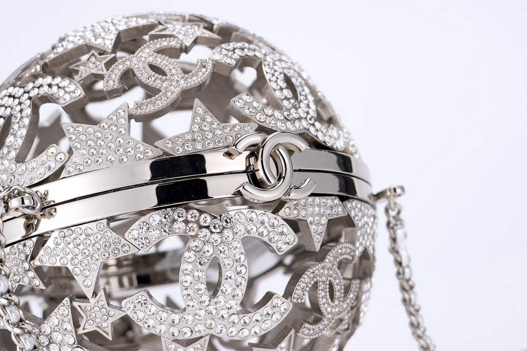 Chanel Sphere Minaudiere, AS5013 Silver Diamanté