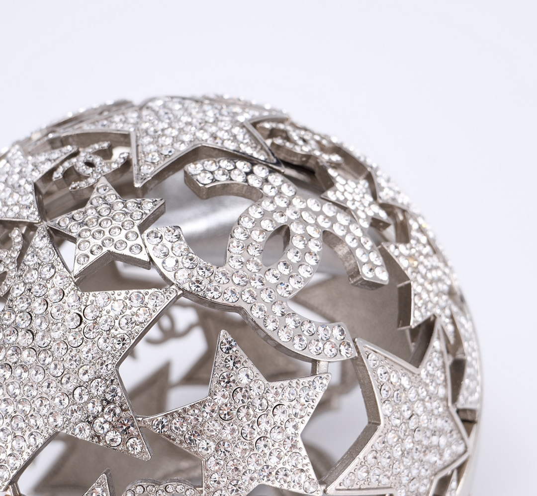 Chanel Sphere Minaudiere, AS5013 Silver Diamanté
