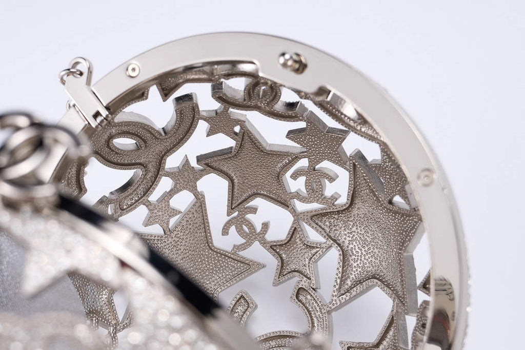 Chanel Sphere Minaudiere, AS5013 Silver Diamanté