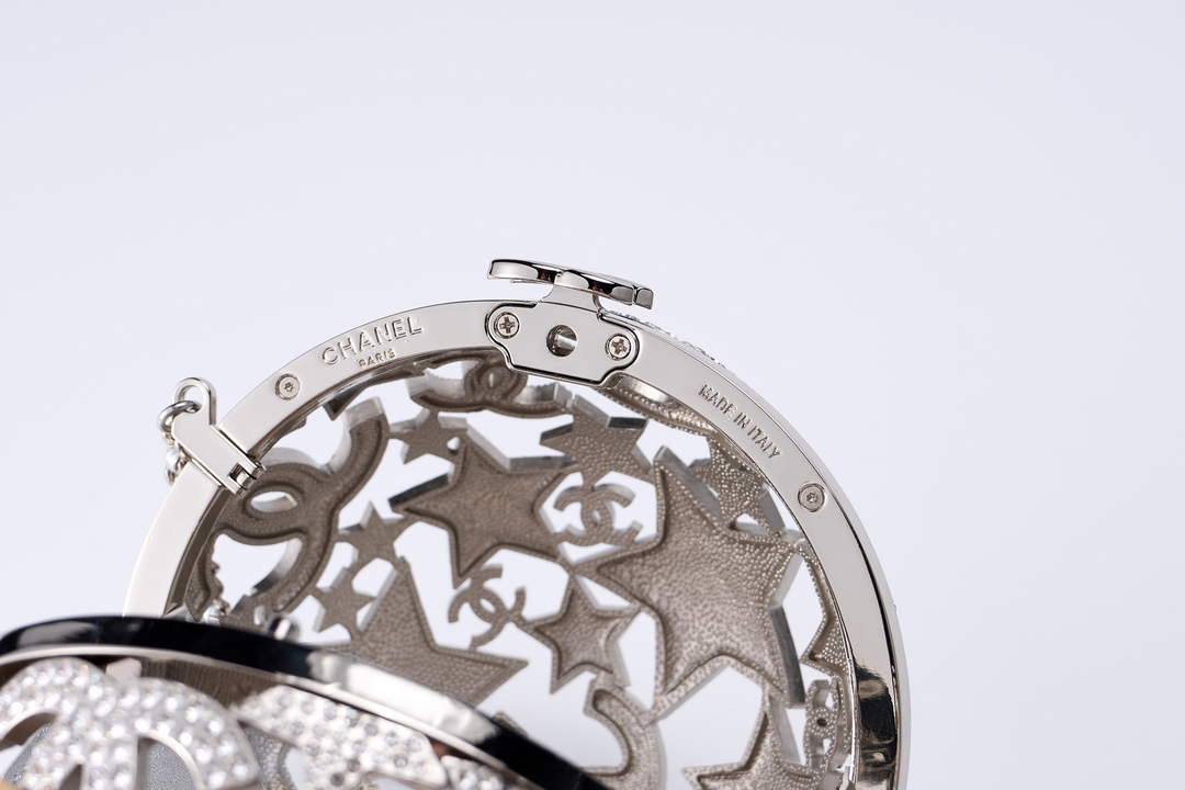 Chanel Sphere Minaudiere, AS5013 Silver Diamanté