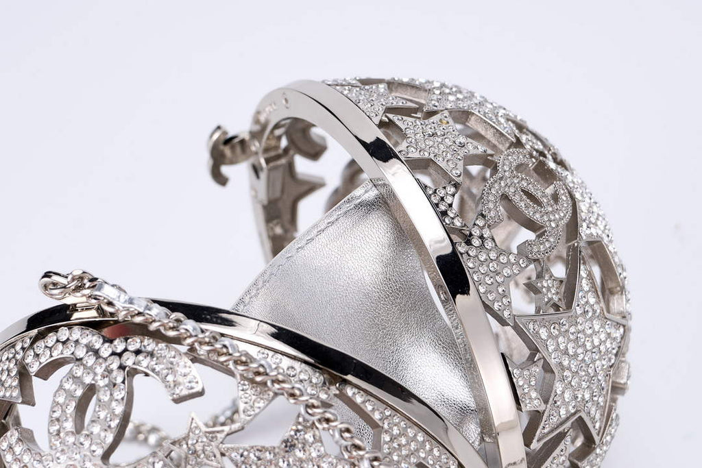 Chanel Sphere Minaudiere, AS5013 Silver Diamanté