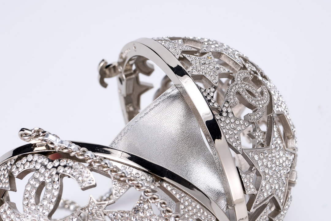 Chanel Sphere Minaudiere, AS5013 Silver Diamanté