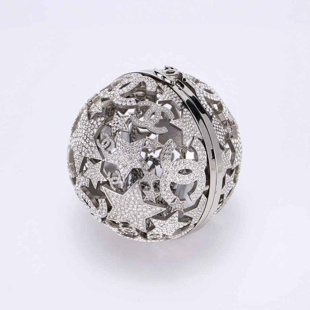 Chanel Sphere Minaudiere, AS5013 Silver Diamanté