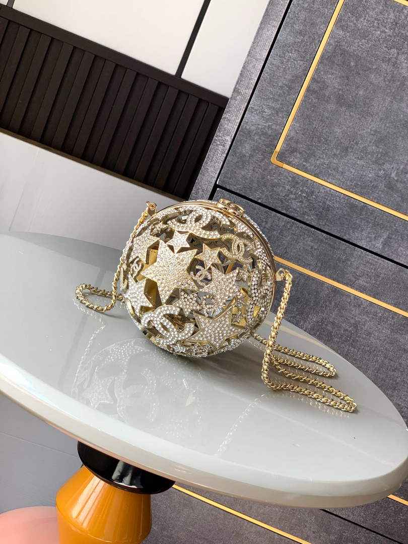 Chanel Sphere Minaudiere, AS5013 Gold Diamanté