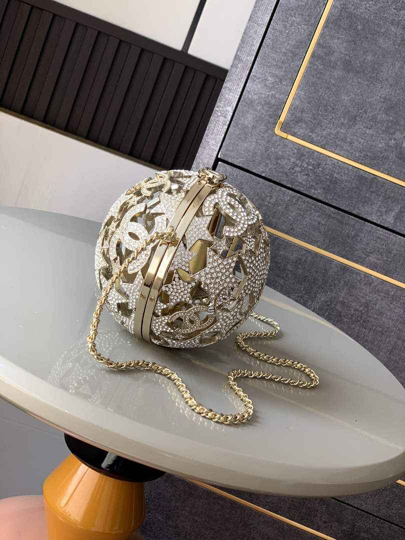 Chanel Sphere Minaudiere, AS5013 Gold Diamanté