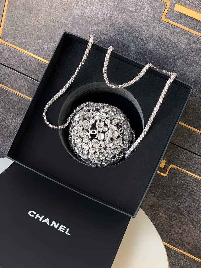 Chanel Sphere Minaudiere, AS5013 Diamanté Silver