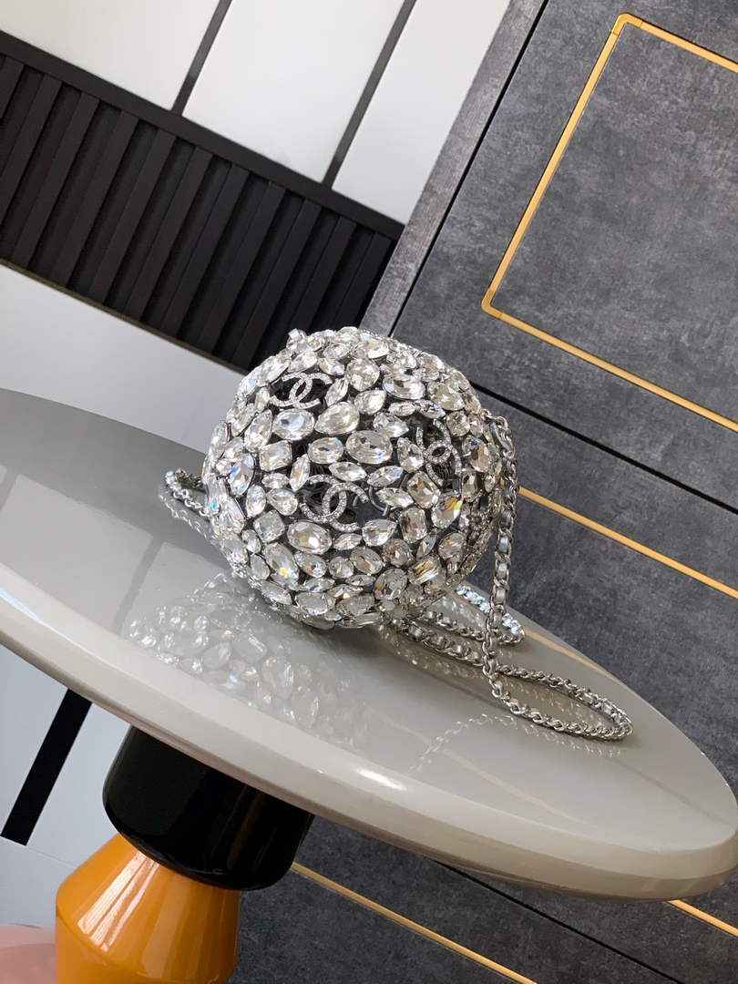 Chanel Sphere Minaudiere, AS5013 Diamanté Silver