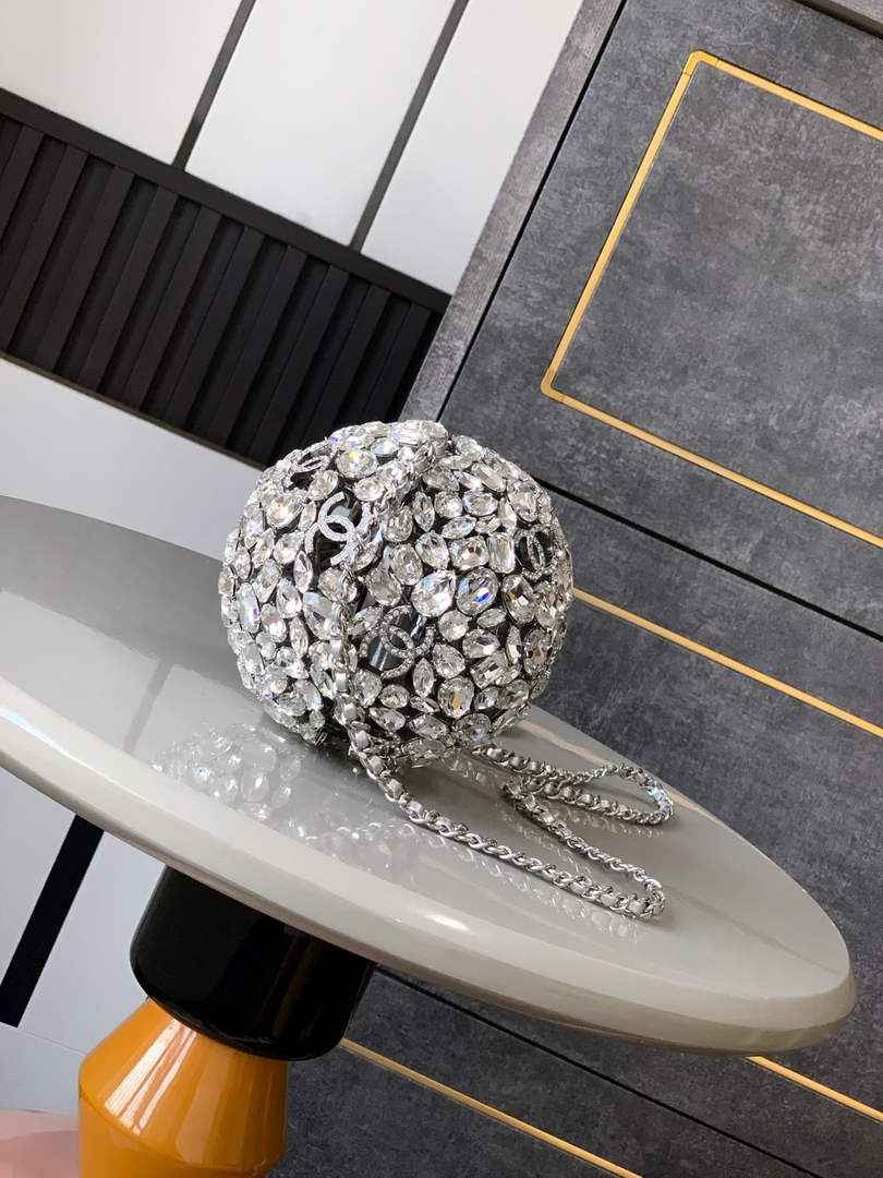 Chanel Sphere Minaudiere, AS5013 Diamanté Silver