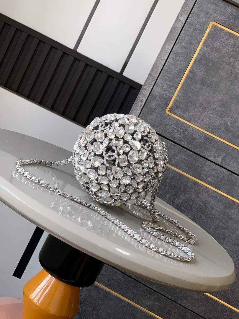 Chanel Sphere Minaudiere, AS5013 Diamanté Silver