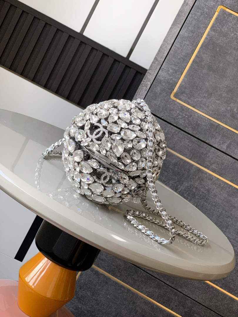 Chanel Sphere Minaudiere, AS5013 Diamanté Silver