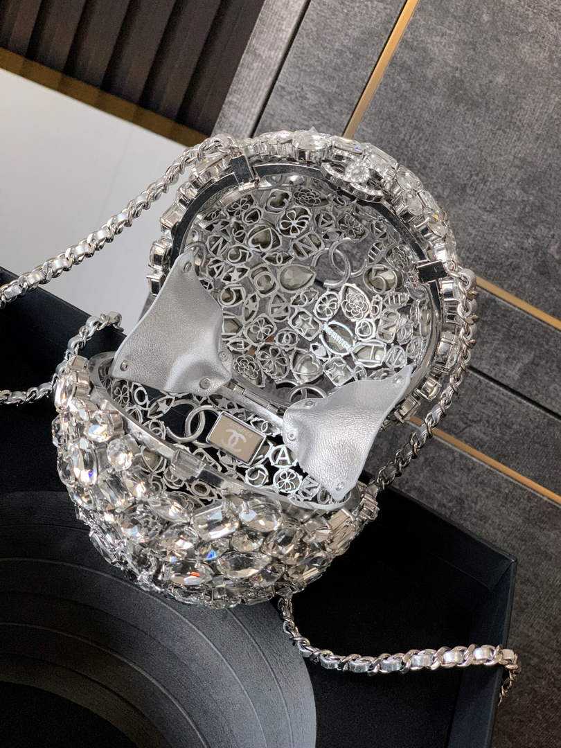 Chanel Sphere Minaudiere, AS5013 Diamanté Silver