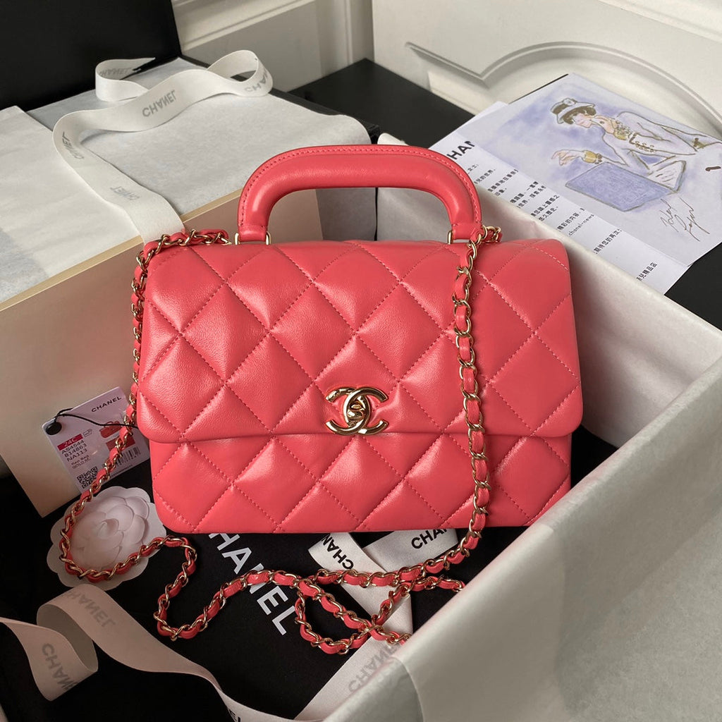 Chanel Top Handle Bag AS4544 Lambskin Pink