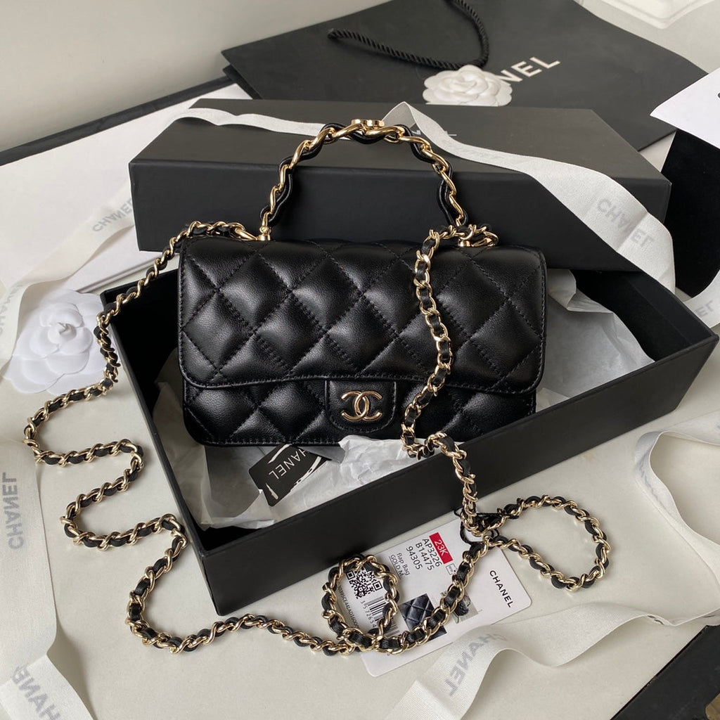 Chanel Top Handle Mini Bag AP3226 Lambskin Black