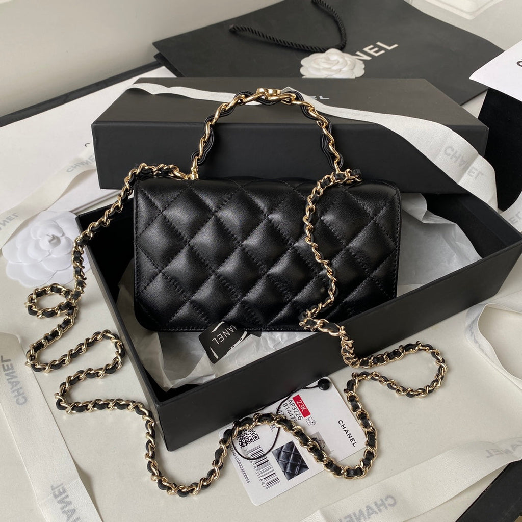Chanel Top Handle Mini Bag AP3226 Lambskin Black
