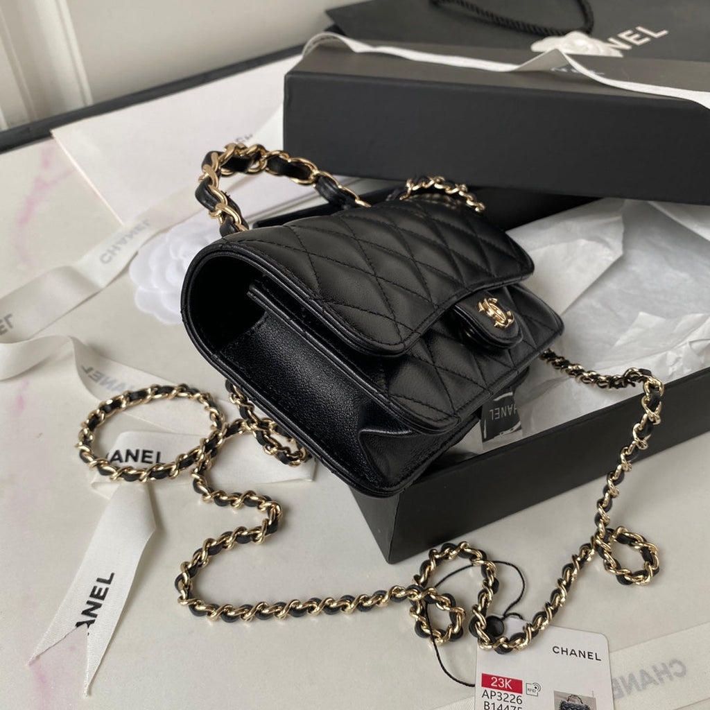 Chanel Top Handle Mini Bag AP3226 Lambskin Black