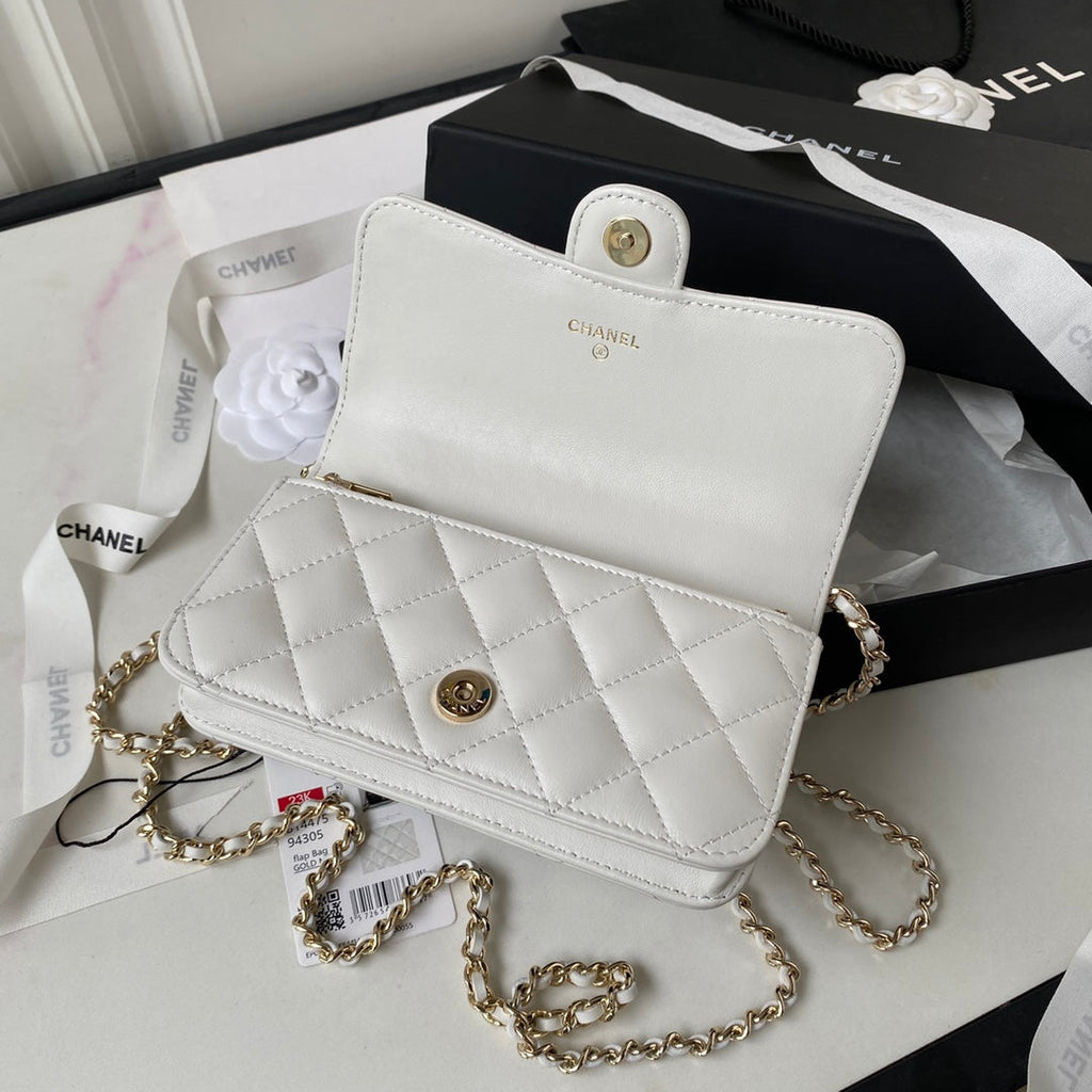 Chanel Top Handle Mini Bag AP3226 Lambskin White
