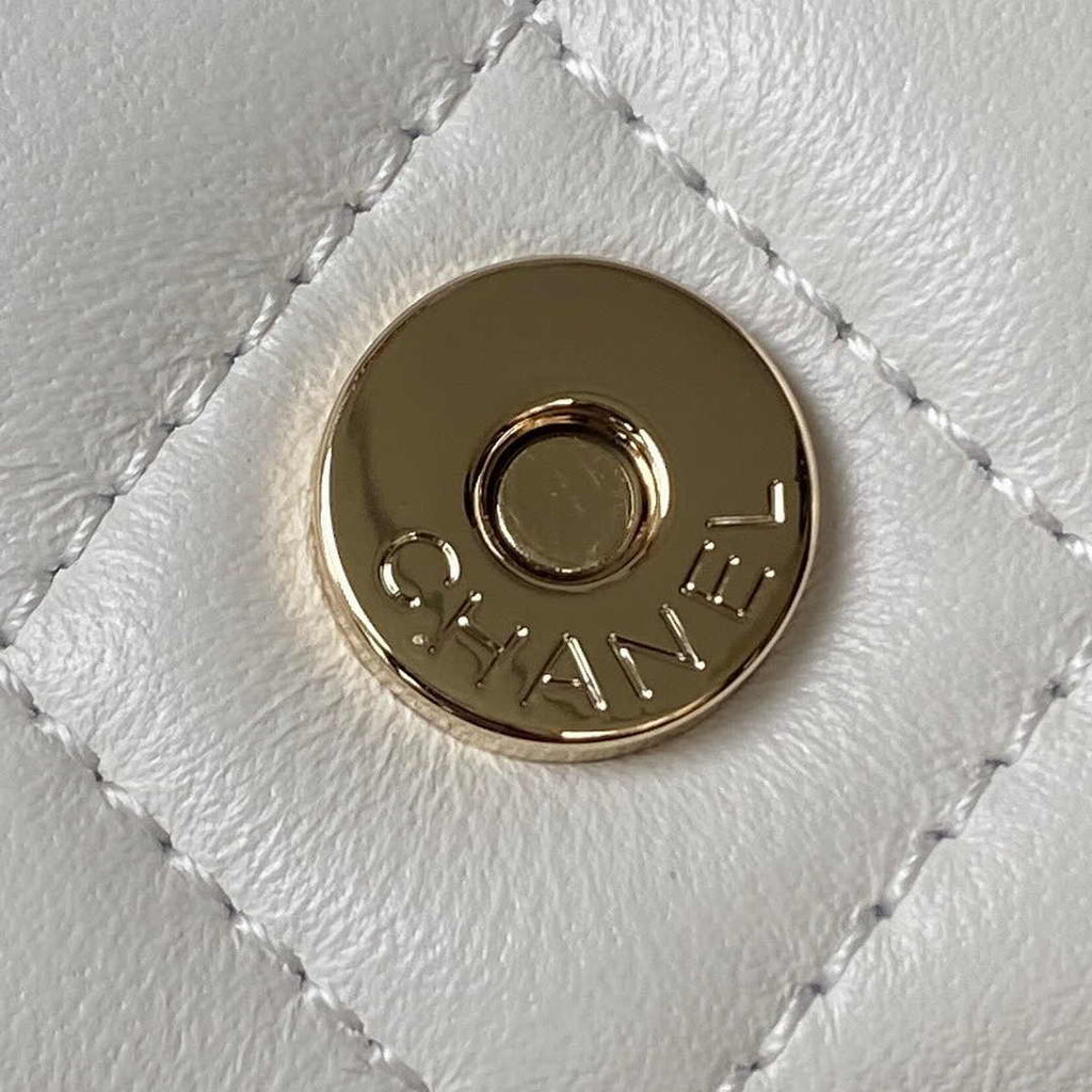 Chanel Top Handle Mini Bag AP3226 Lambskin White