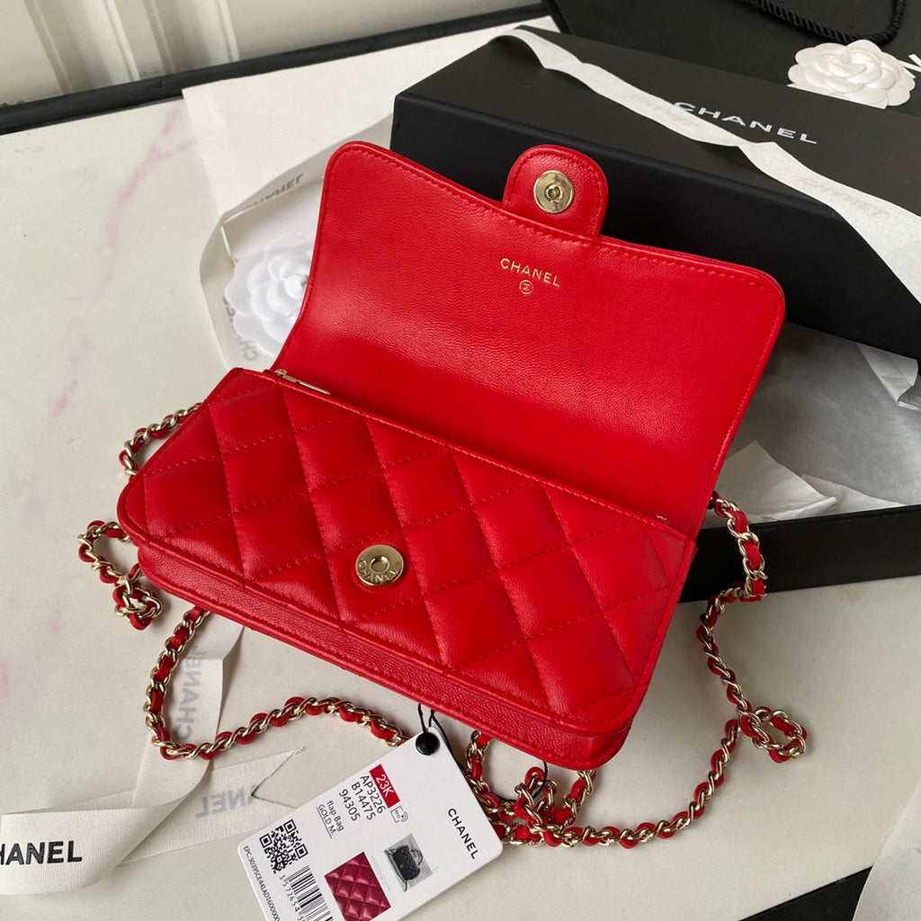 Chanel Top Handle Mini Bag AP3226 Lambskin Red