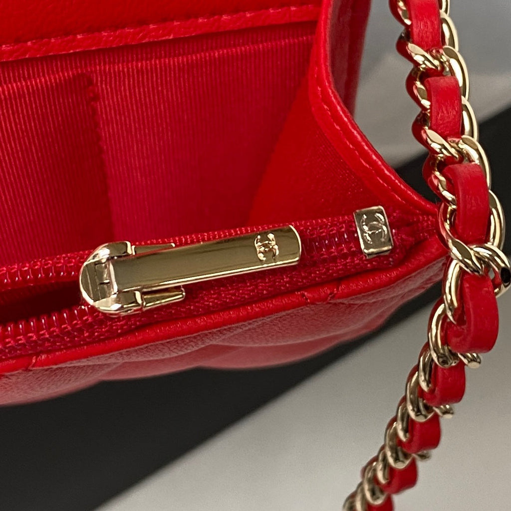 Chanel Top Handle Mini Bag AP3226 Lambskin Red