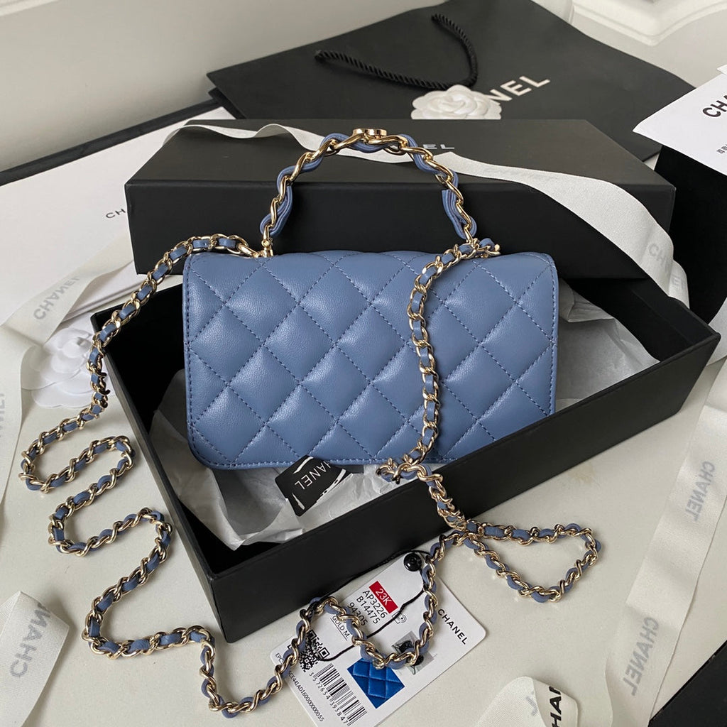 Chanel Top Handle Mini Bag AP3226 Lambskin Blue