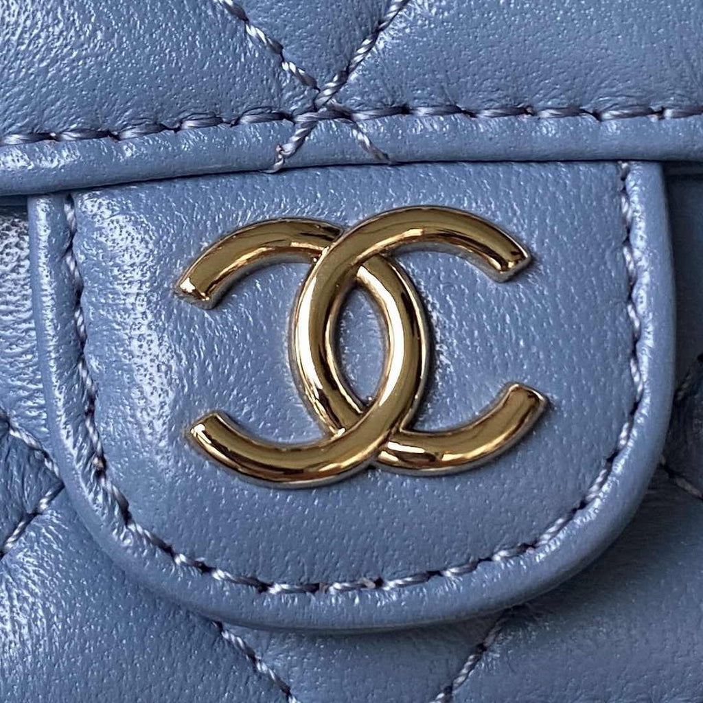 Chanel Top Handle Mini Bag AP3226 Lambskin Blue